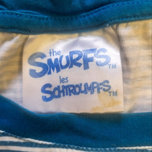 Smurfs Graphic Tee Women’s XL 2012 Grouchy Blue Striped Shirt A13 - Picture 3 of 5